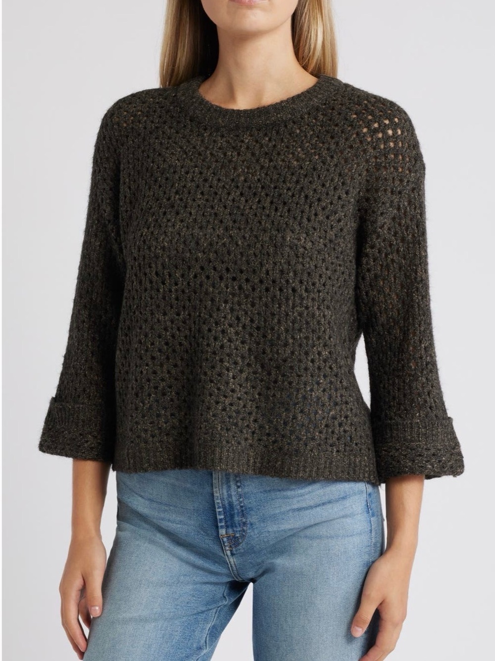 NEW…Wit & Wisdom Open-Knit Cuffed Sweater